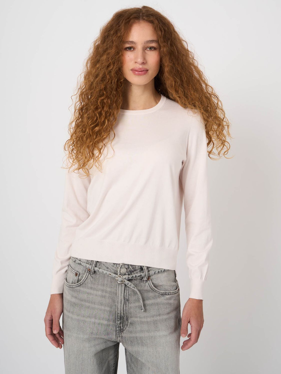 REPEAT 100% Cotton Round Neck Pullover Long Sleeve 401182