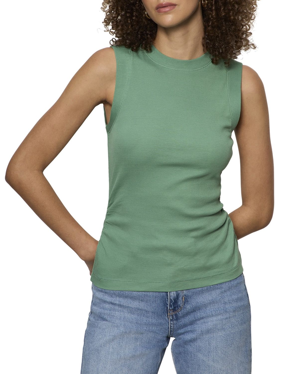 Sanctuary Ribbed Ruched Tank Camisole CT4109PP7X-SP26, Colour: Green Juice, Size: XS