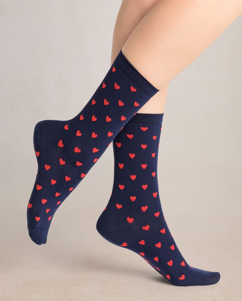 BLEU FORET All-Over Heart Cotton Socks 6358, Colour: Encre bleu, Size: 36/40