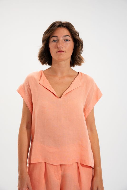 Caraïbes Linen Sleeveless Shirt – Mat de Misaine