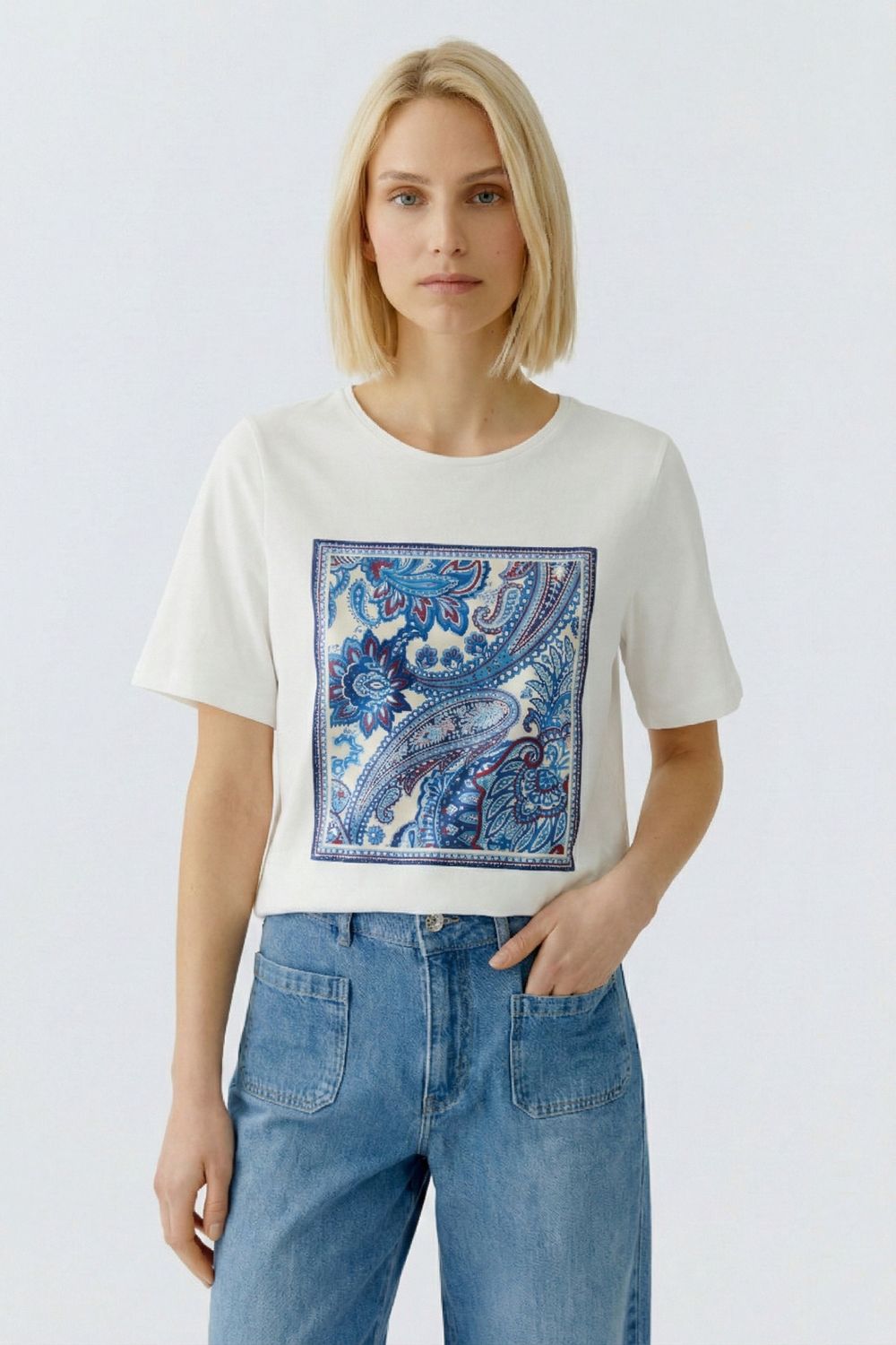 Blue Paisley Print T-Shirt – OUI