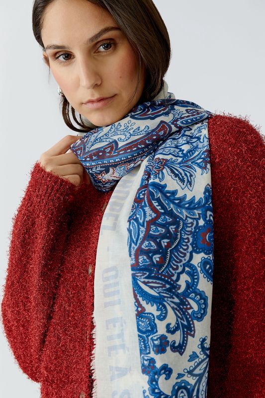 OUI 98185 Paisley Scarf – Lt Blue White