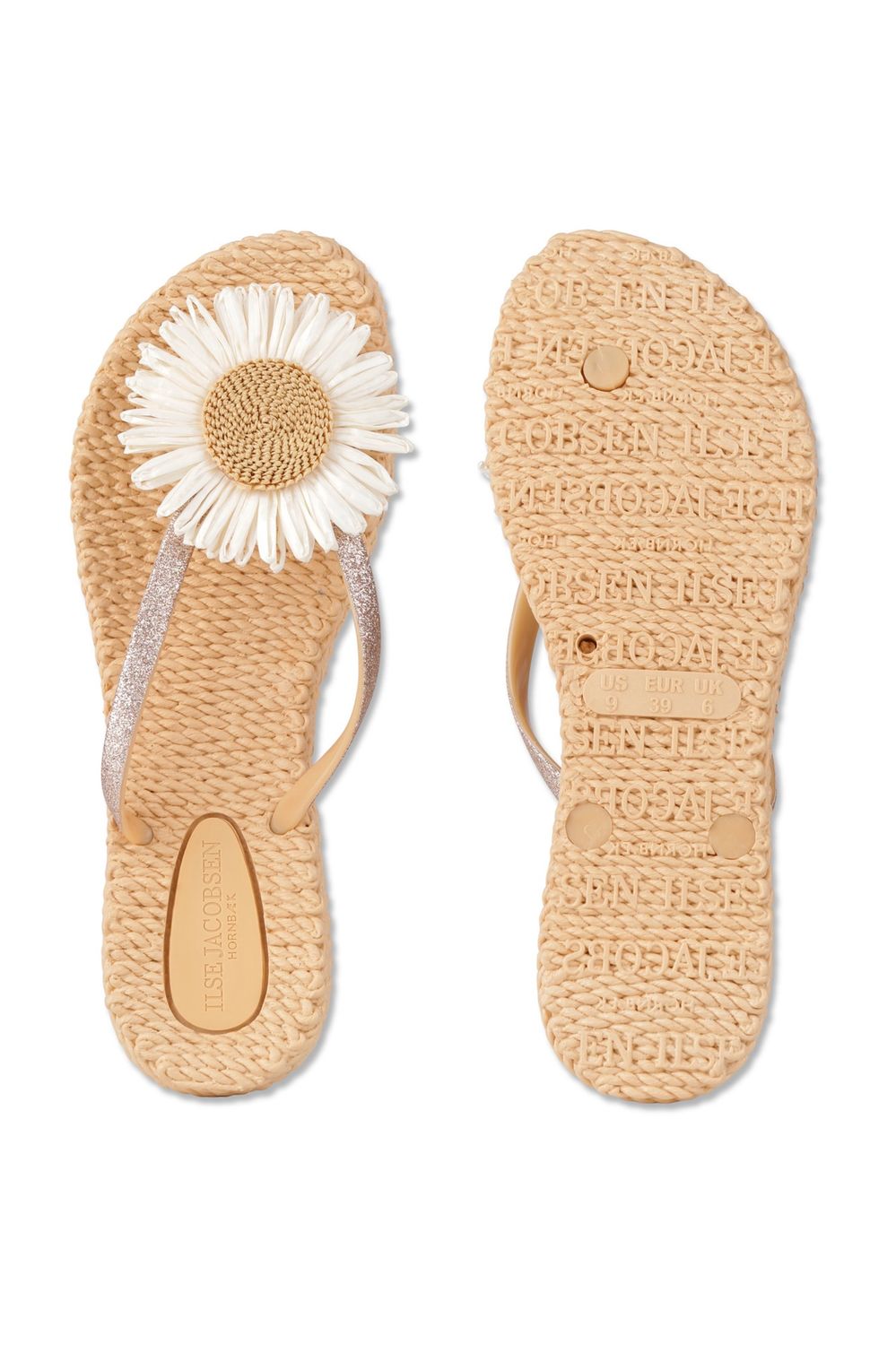 ILSE JACOBSEN Flower Flip Flops CHEERFUL16F, Colour: Beige, Size: 36