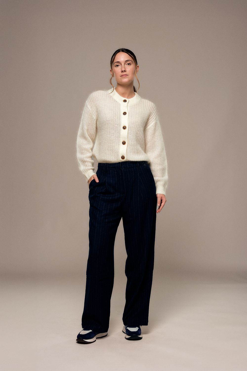MAT DE MISAINE Pêcheur Wide-Leg Pinstripe Pants Navy 32167