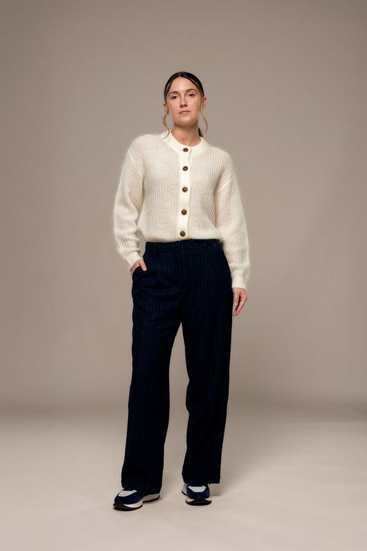 MAT DE MISAINE Pêcheur Wide-Leg Pinstripe Pants Navy 32167