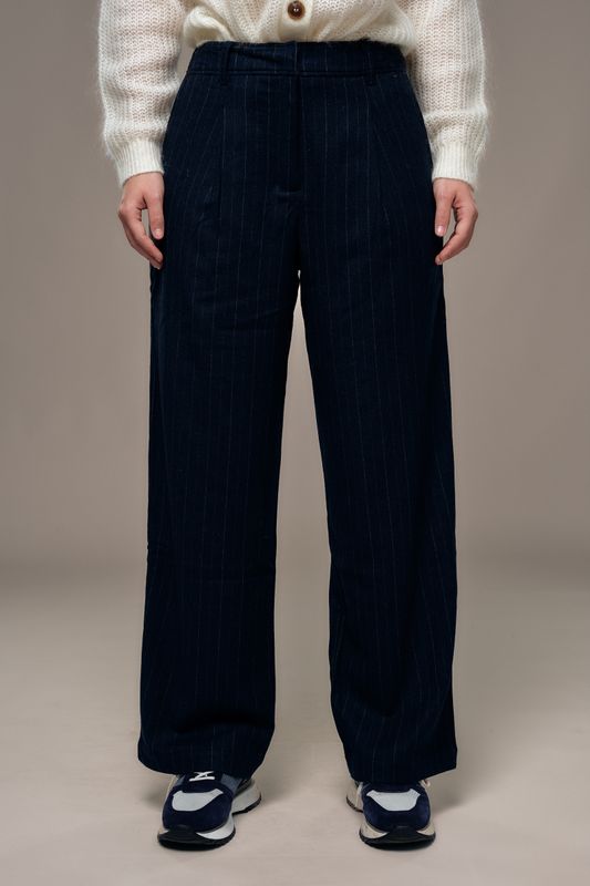 MAT DE MISAINE Pêcheur Wide-Leg Pinstripe Pants Navy 32167