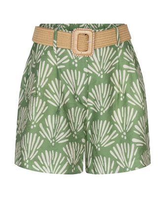 ESQUALO Belted Tropical Print Shorts HS2614212