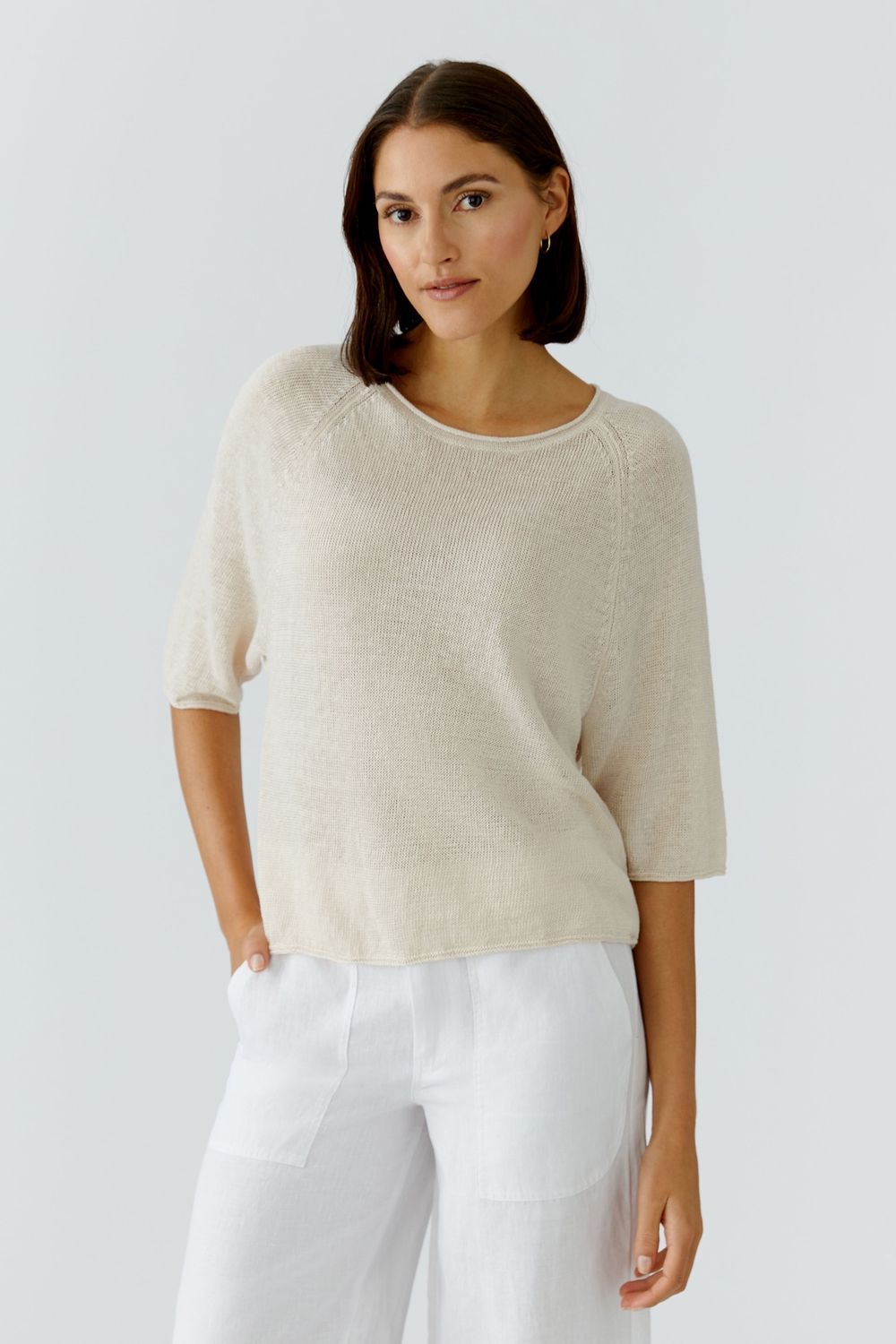 OUI Linen Knit Pullover Natural 97419