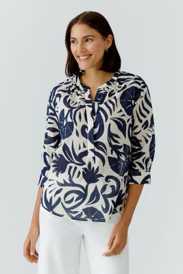 OUI Blouse en voile de coton imprimé bleu 97471
