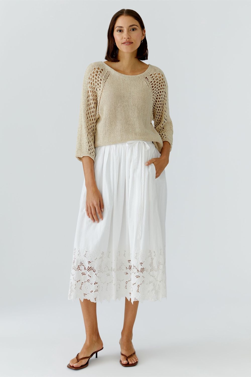 OUI Open Knit Pullover Biscuit 97270