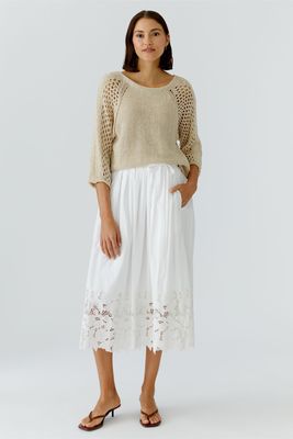 OUI Pullover maille ajourée biscuit 97270