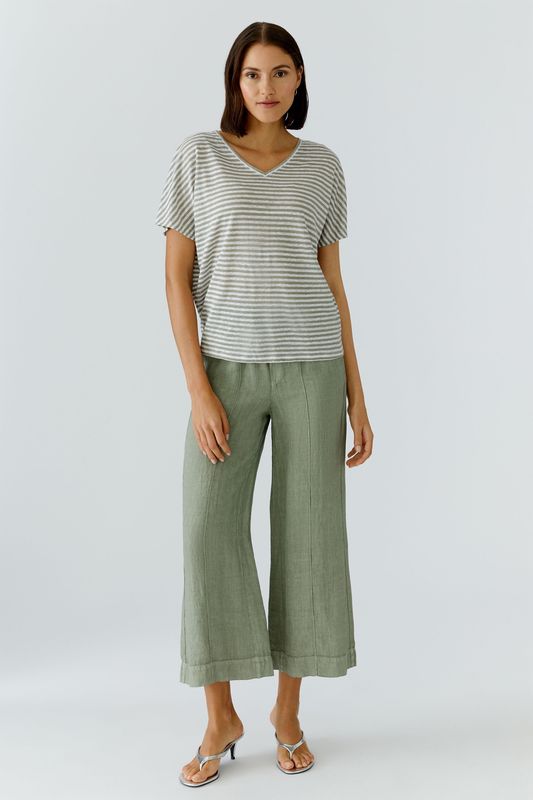 OUI Sage green linen wide-leg pants 97142