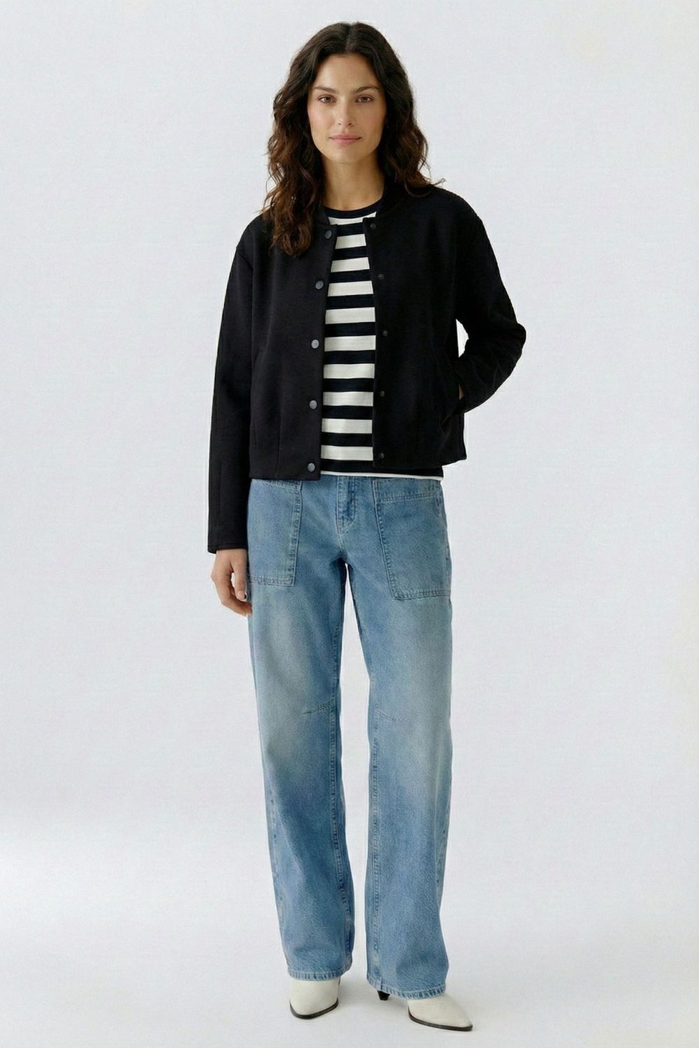 OUI Structured Chic Bomber – Dusty Rose / Black 95821