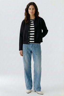 OUI Structured Chic Bomber – Dusty Rose / Black 95821