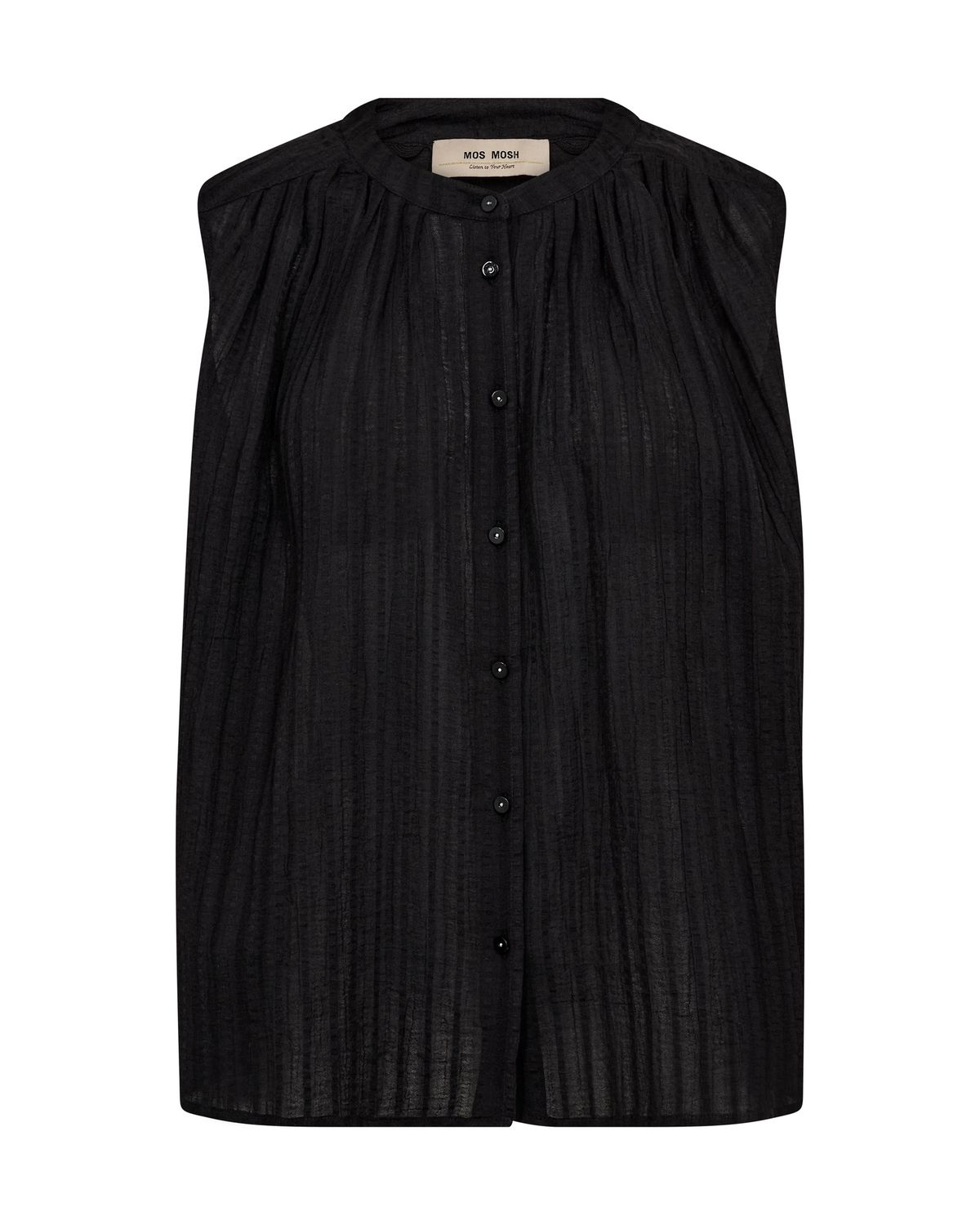 Mos Mosh Amelia Plain SL Blouse 180120, Colour: Black, Size: XS