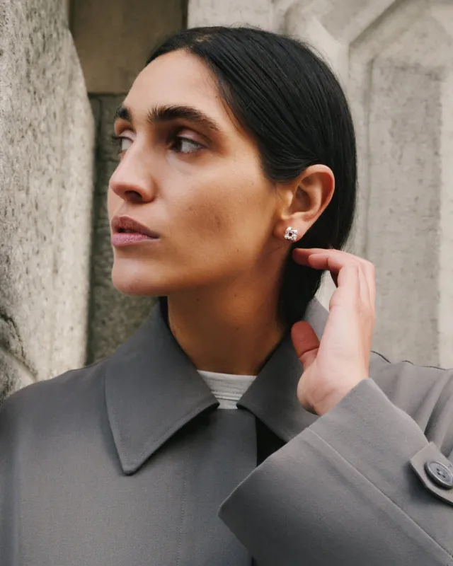 JENNY BIRD Modern square stud earrings gold or silver_JB3543