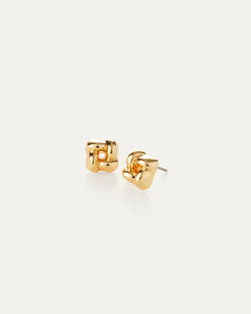 JENNY BIRD Modern square stud earrings gold or silver_JB3543, Material: Or / Gold
