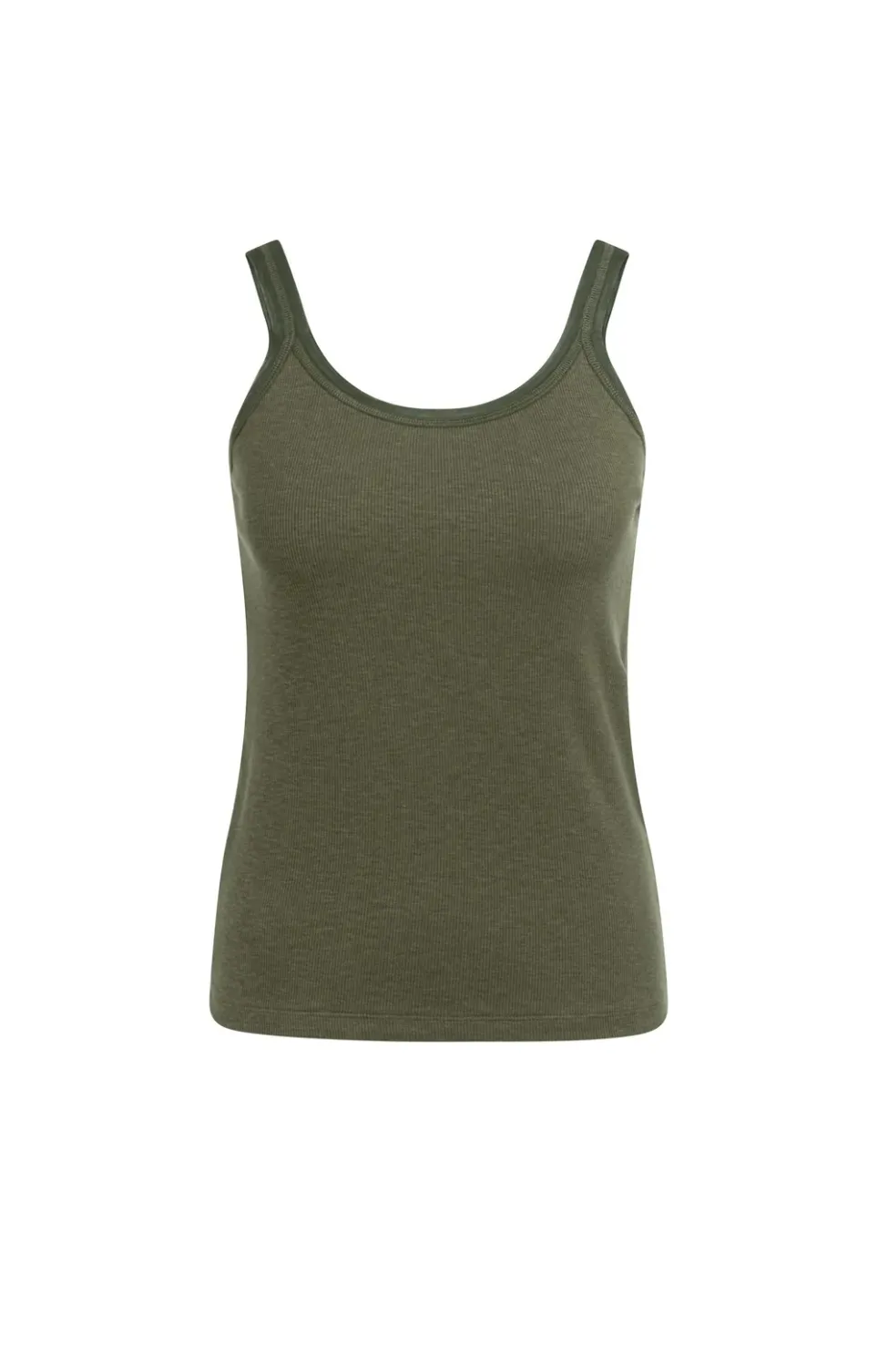YAYA Camisole Singlet with mesh edge 01729053, Colour: 99065-ARMY GREEN, Size: XS