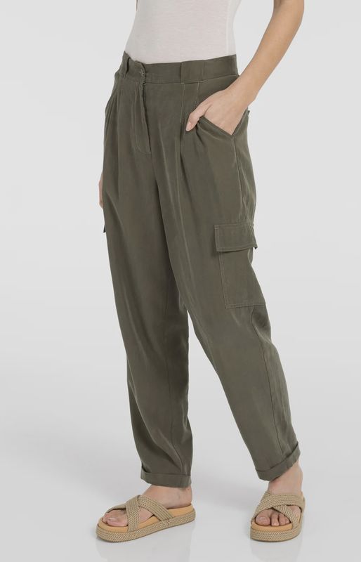 YAYA Woven staight leg cargo trousers with pleaths 01301254
