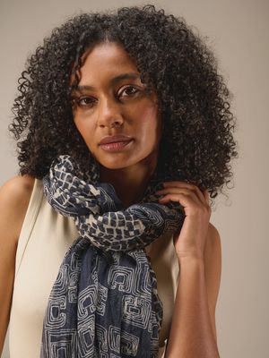 NILE Écharpe imprimée coton bio – Midnight S26382