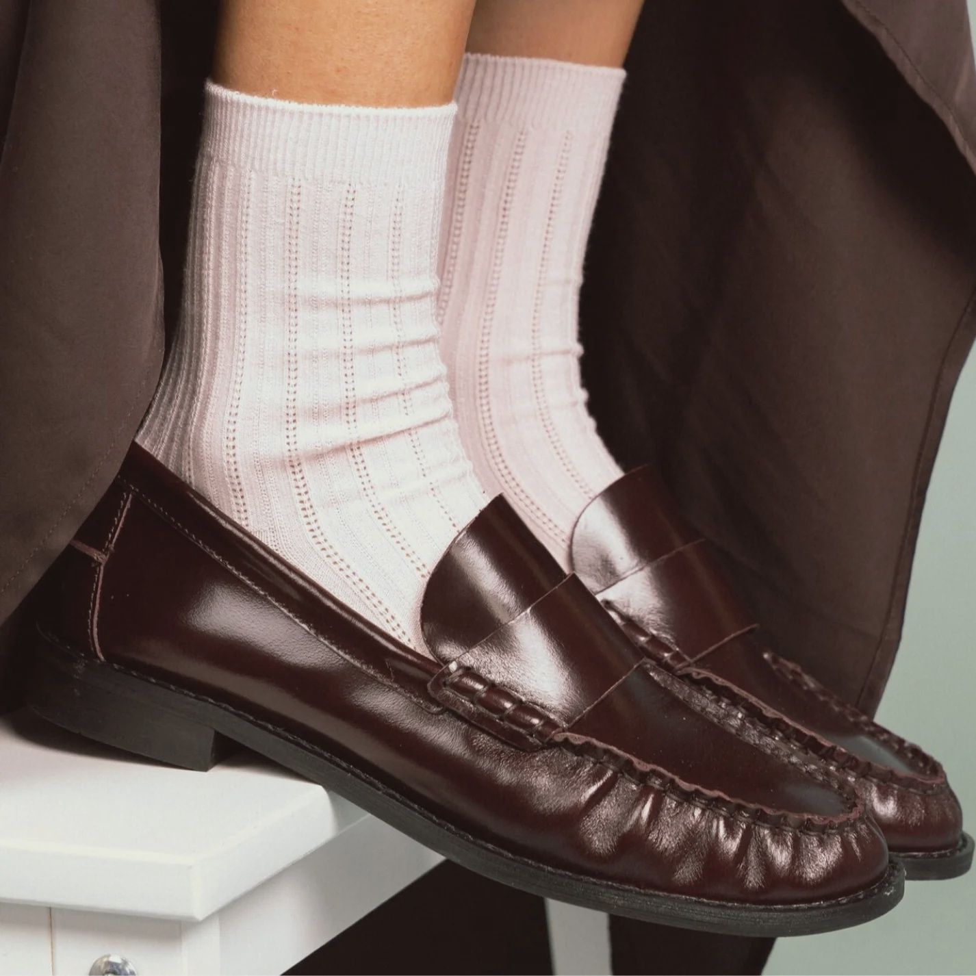 ​KLUE – Unisex Pointelle Fine Rib Knit Socks