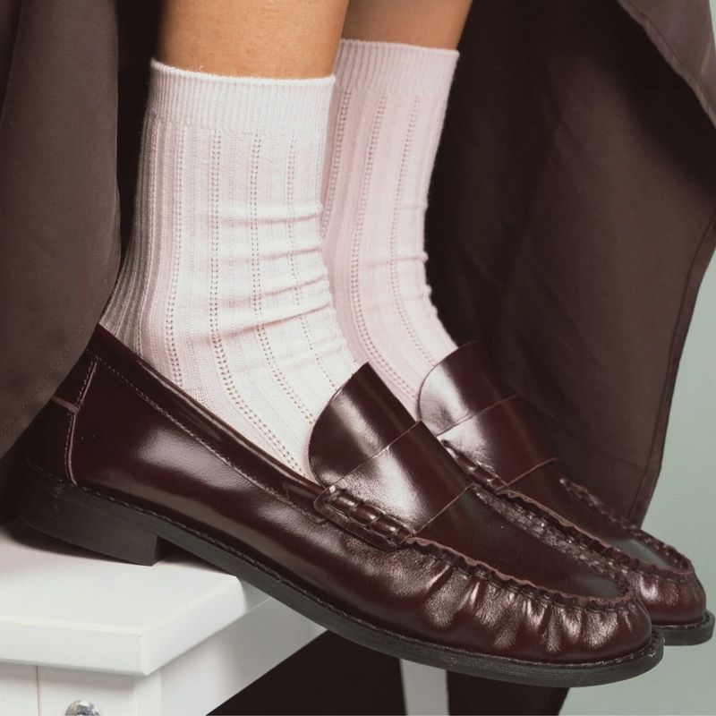 ​KLUE – Unisex Pointelle Fine Rib Knit Socks