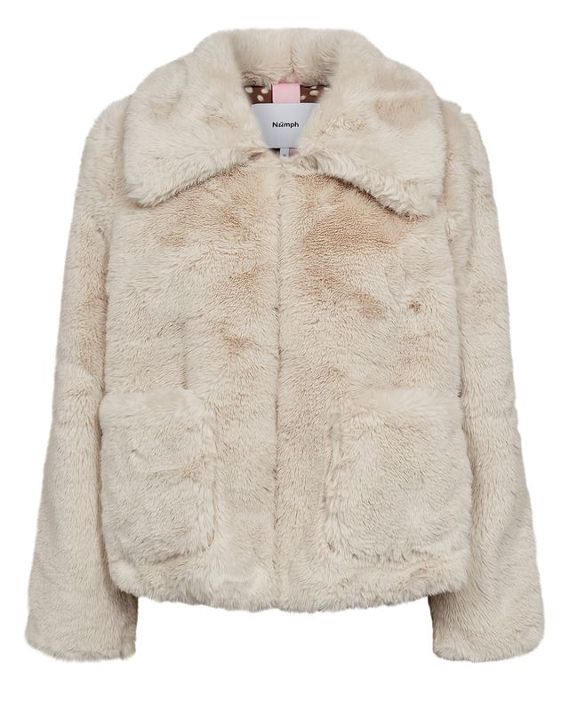 NÜMPH Nuseta Faux Fur Jacket Oyster Gray 706905