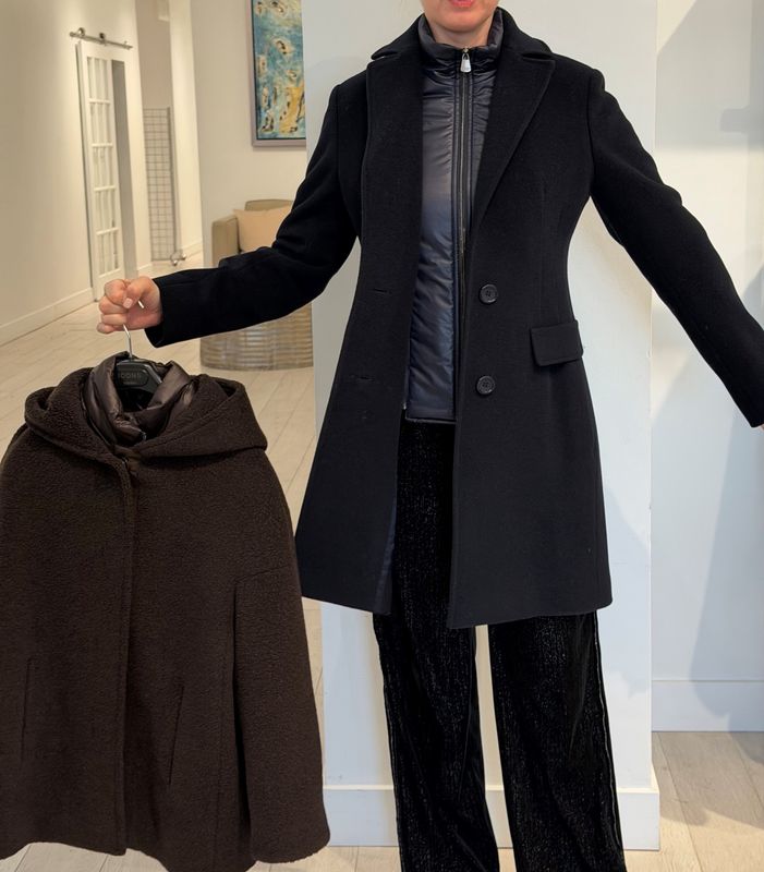 ICONS by Cinzia Rocca Coffee 3/4 Coat with Removable Liner CR65001-66D8