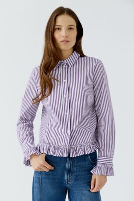 OUI Chemise rayée à manches longues White Violet 99104