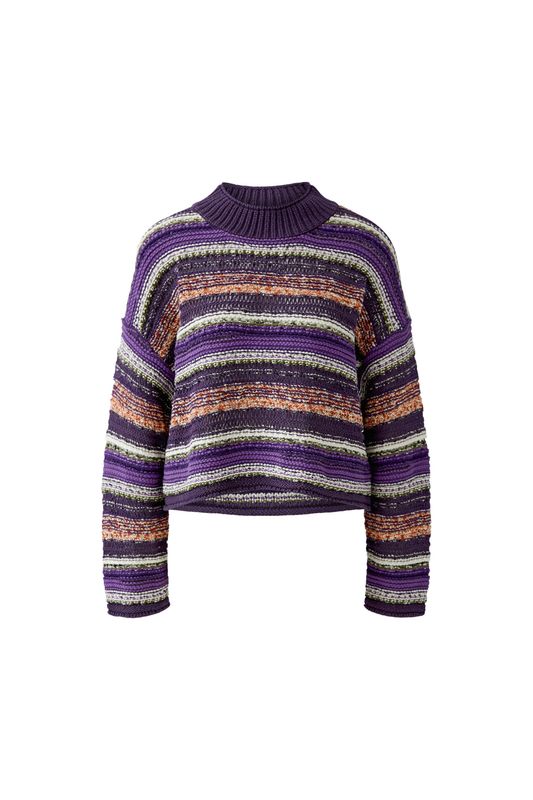​OUI Multicolour Striped Knit Sweater Dk Violett Orange 97989
