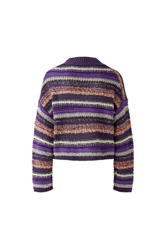 ​OUI Multicolour Striped Knit Sweater Dk Violett Orange 97989