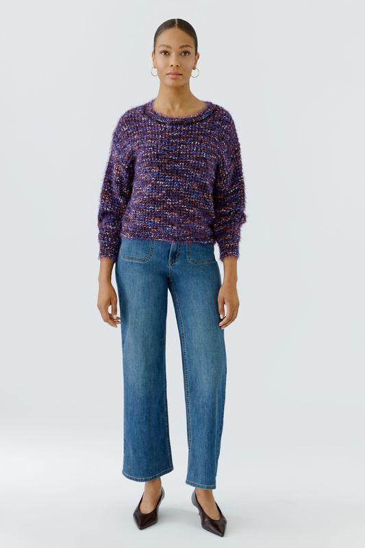 ​OUI Fancy Knit Sweater Black Violet 98969