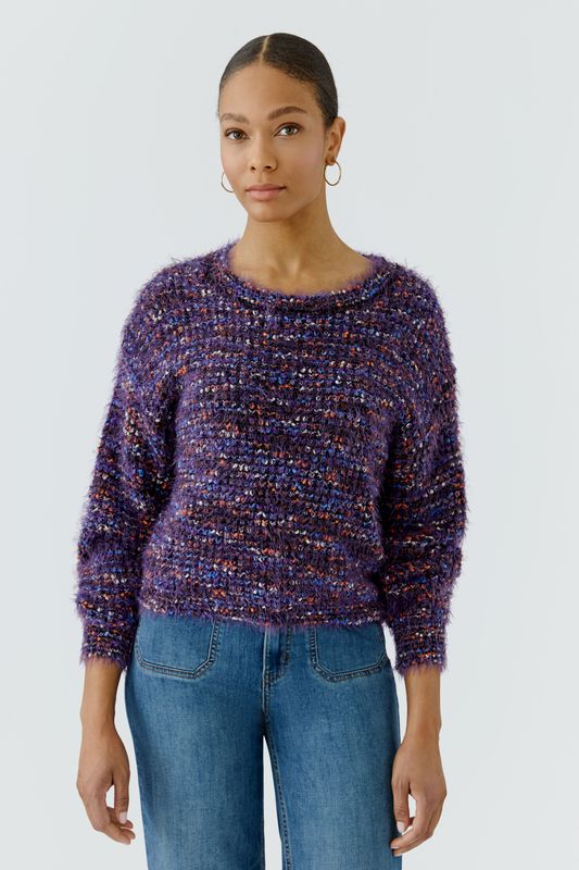 ​OUI Fancy Knit Sweater Black Violet 98969