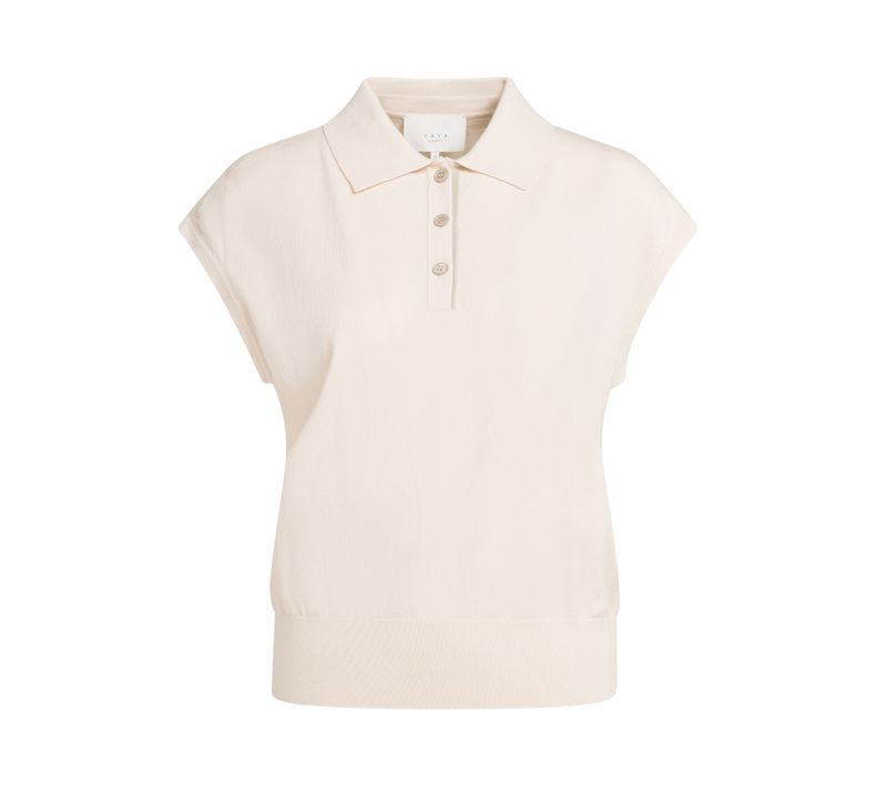 YAYA Sleeveless Polo Sweater Almond Peach 01000612
