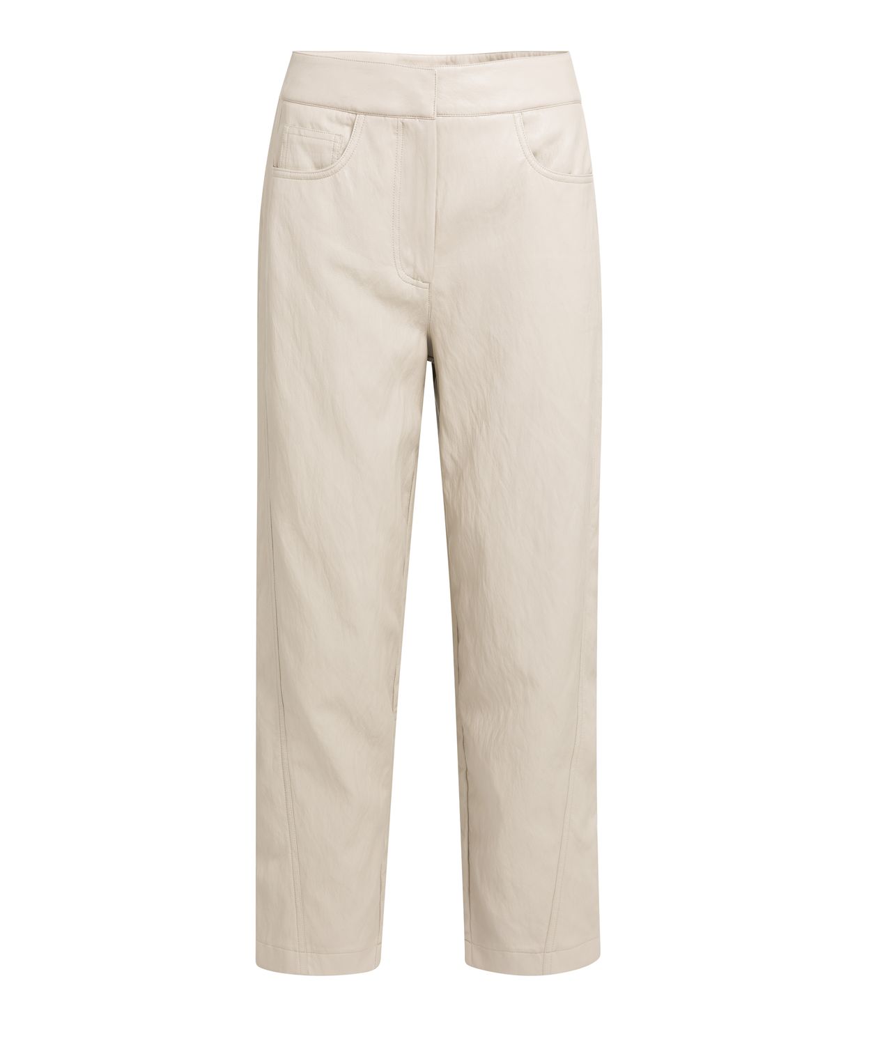 YAYA Faux Leather Carrot Fit Trousers with Seam Detail 309289