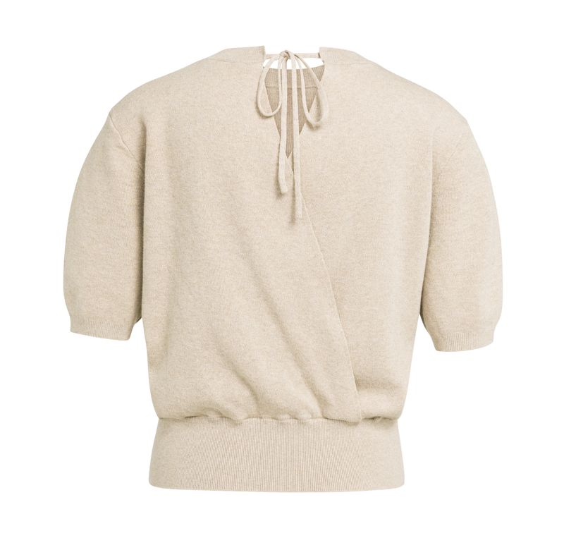 YAYA Short Sleeve Sweater with Open Back 000619