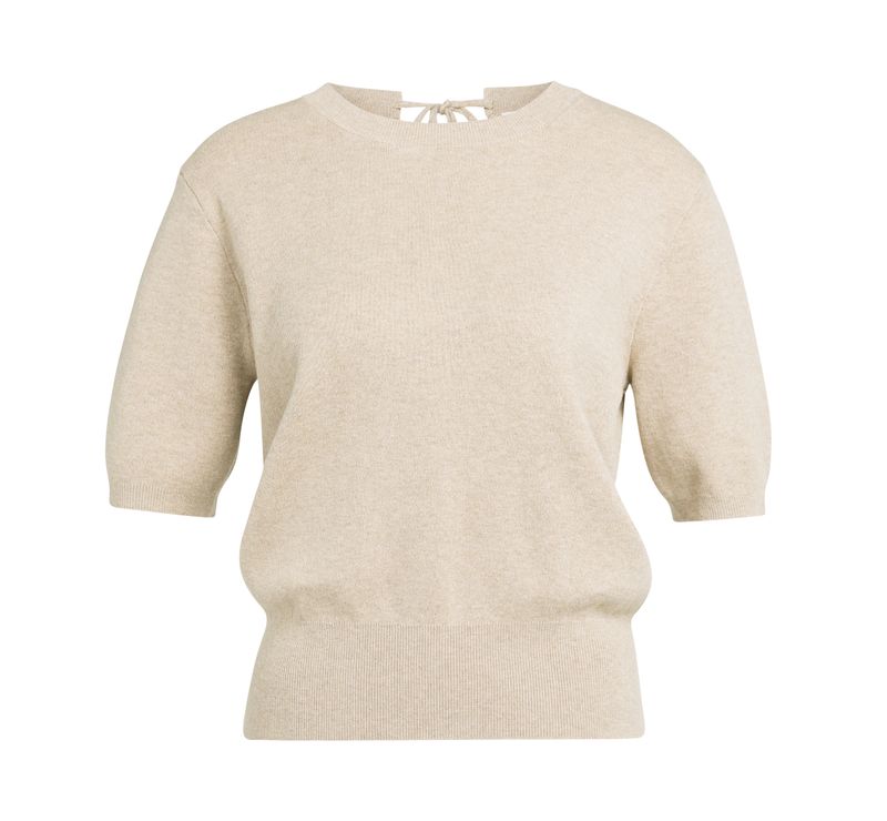 YAYA Short Sleeve Sweater with Open Back 000619
