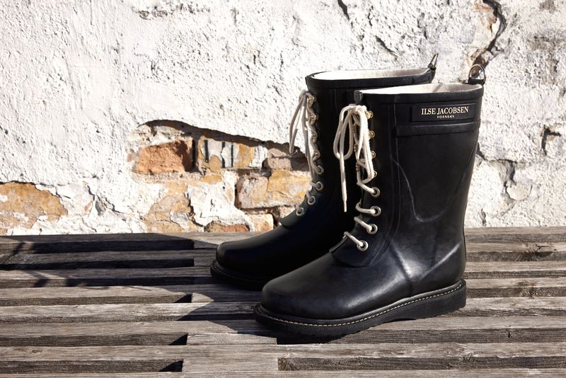 ILSE JACOBSEN RUB15 Lace-Up Rain Boots Black
