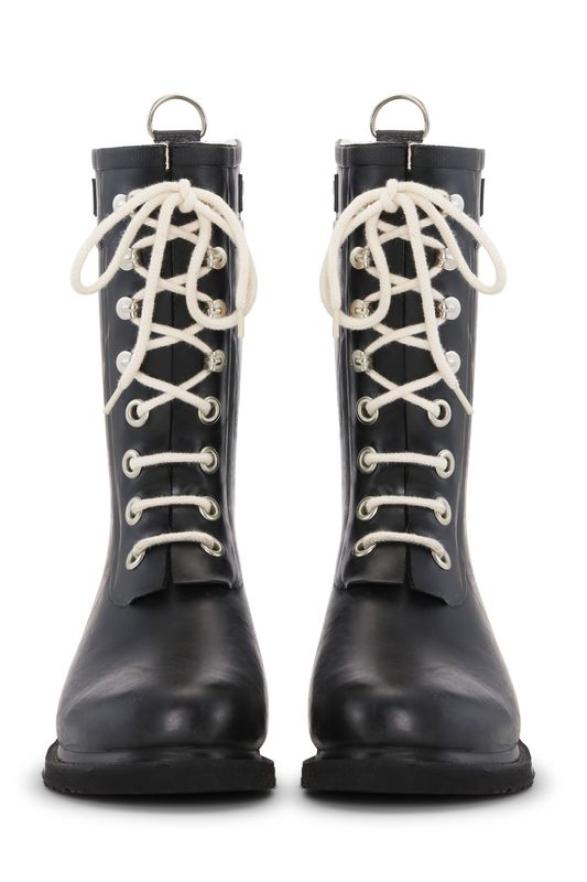 ILSE JACOBSEN RUB15 Lace-Up Rain Boots Black