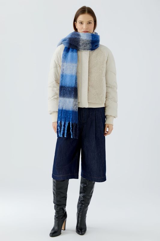 OUI Blue Plaid Scarf 99117