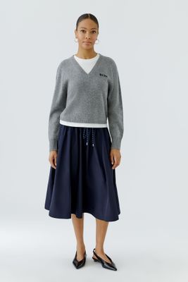 ​OUI Steel Grey Layered Look V-Neck Sweater 98037