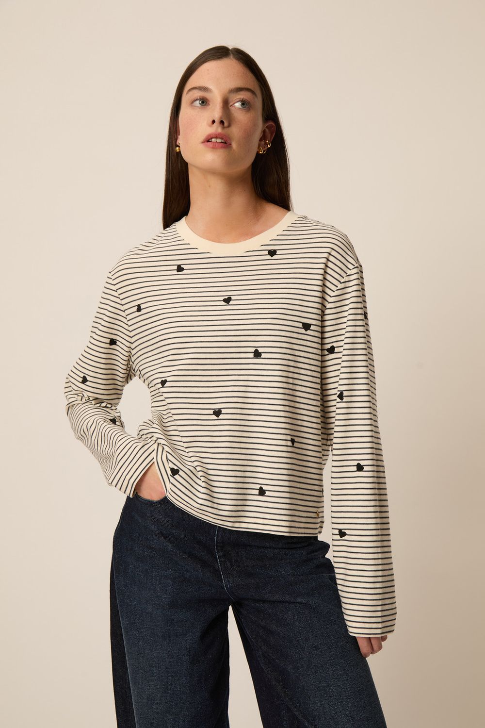 DES PETITS HAUTS Joséphine Heart Stripe Top 1H260204