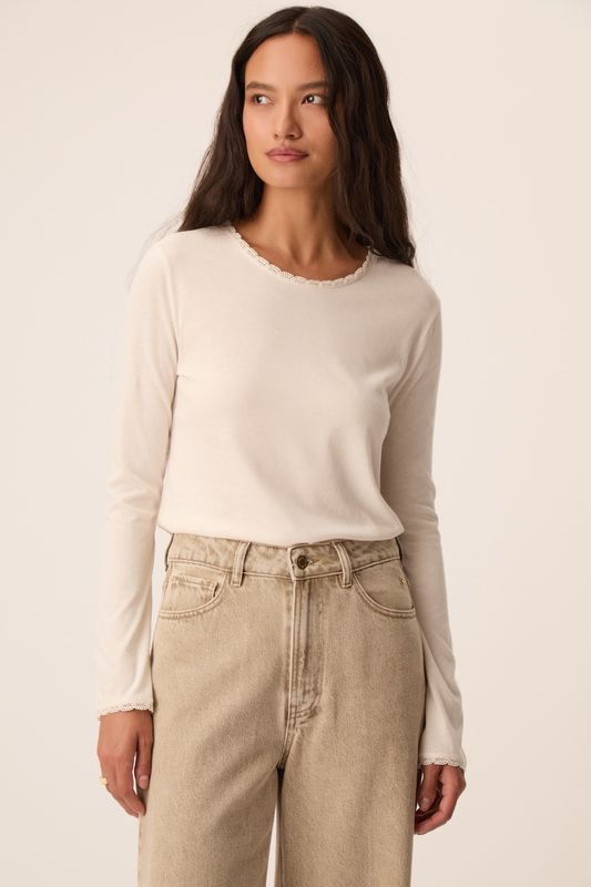 DES PETITS HAUTS Izelie Long-Sleeve Top Cream 1H260227