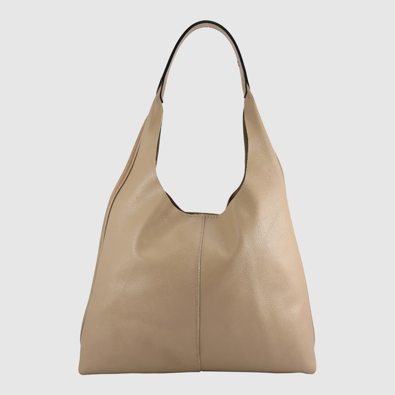 THE TREND Campi Leather and Suede Hobo Bag Beige 690919