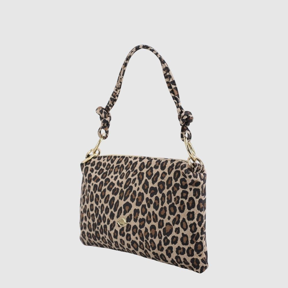 THE TREND Otella Leopard Suede Handbag 6670915