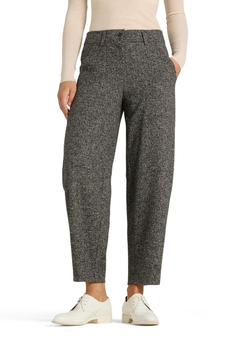 CAMBIO Orly Plain Trousers 64015, Colour: HERRINGBONE SILVER/BLACK, Size: 32