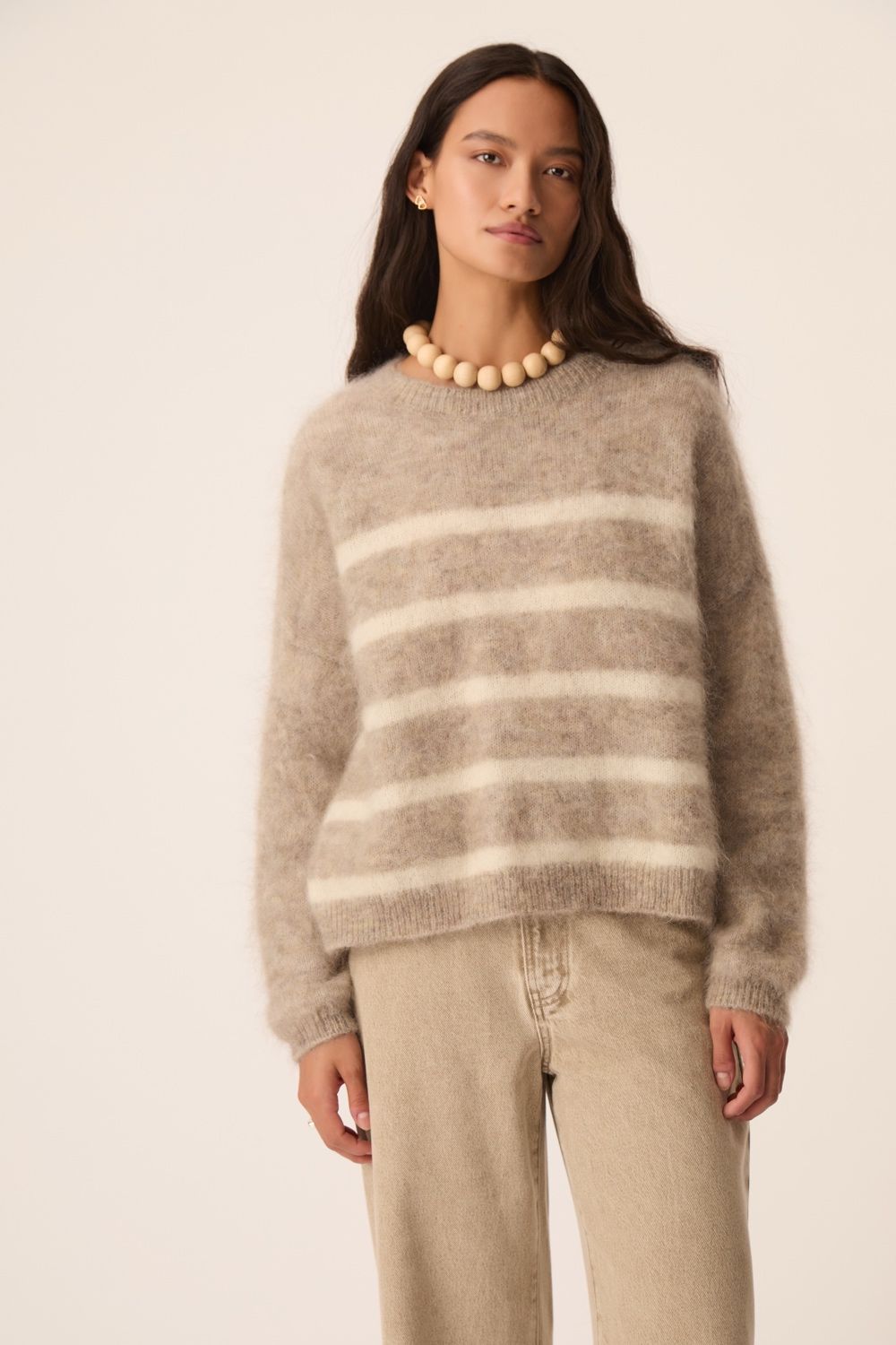 DES PETITS HAUTS Aleo Sweater 1H260011 Galet Crème