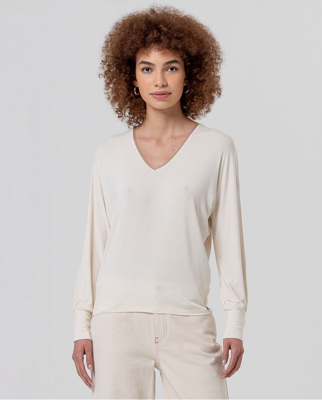 SURKANA Bamboo V-Neck Top 556BAUM015 Ecru