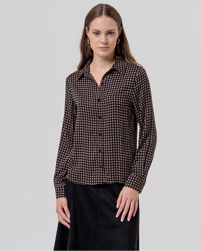 SURKANA Loose shirt with foulard-style print Black 566SAVI124
