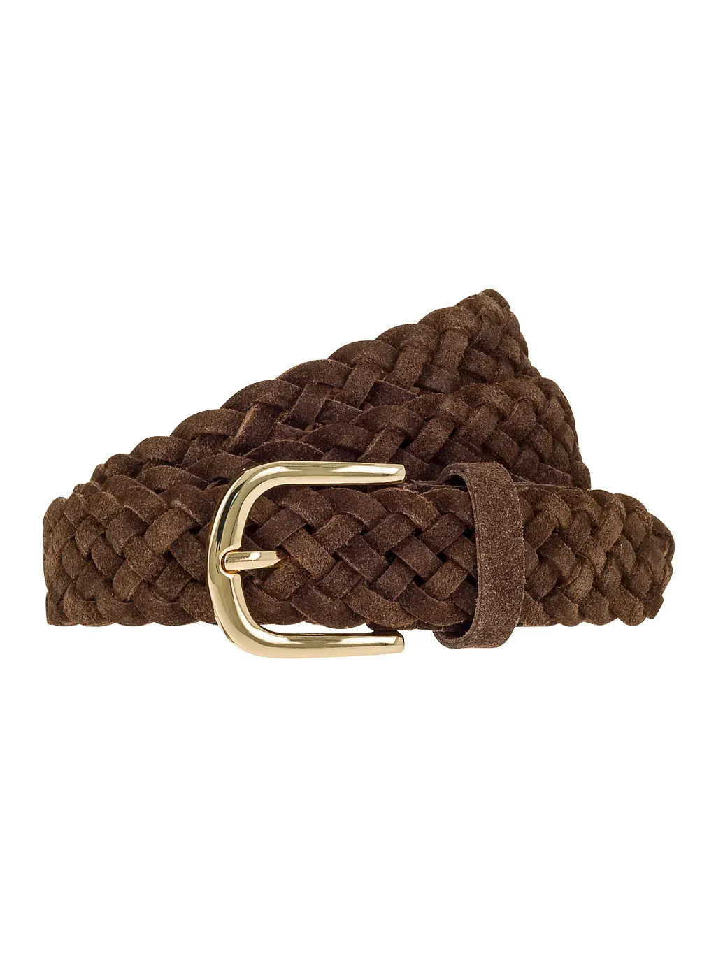 VANZETTI Braided Suede Belt with Gold Buckle V6238R3215